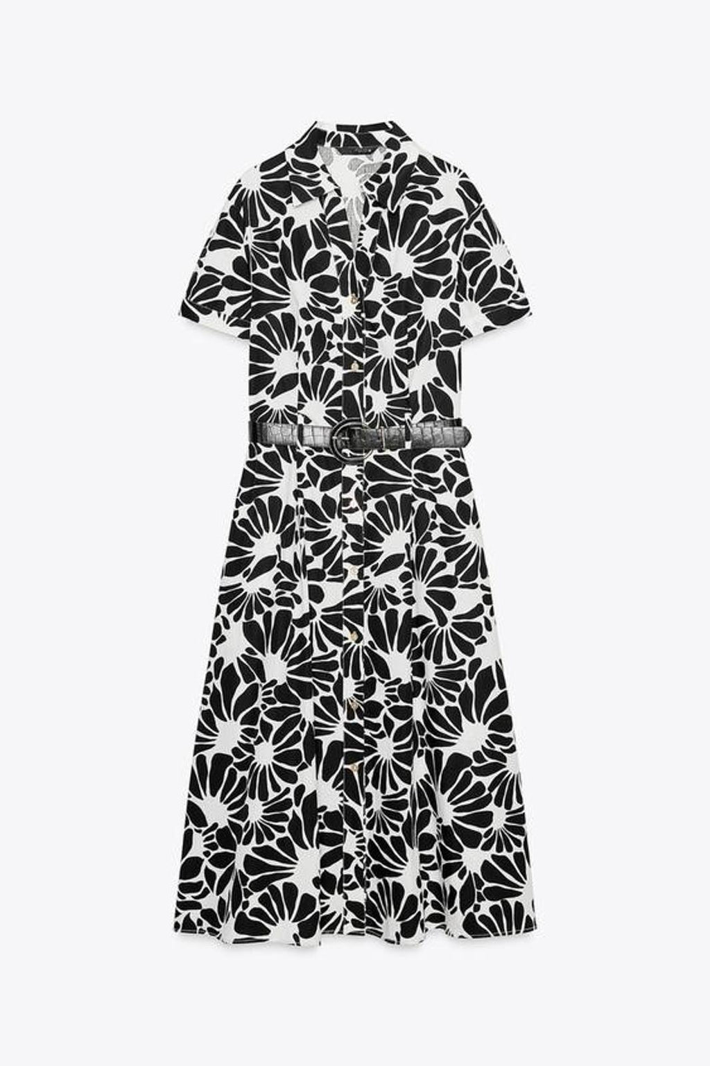 Robe chemise ZARA à imprimé contrasté