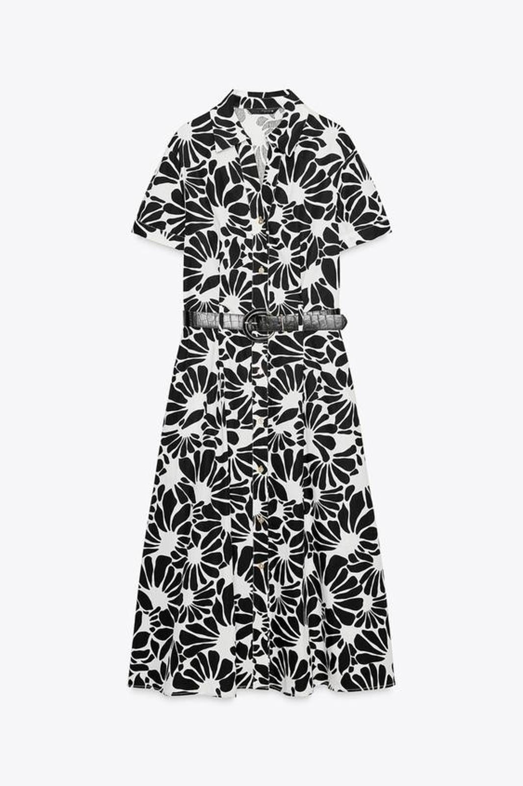 Robe chemise ZARA à imprimé contrasté