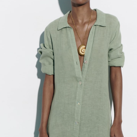 Robe Manches longues Lin - Zara