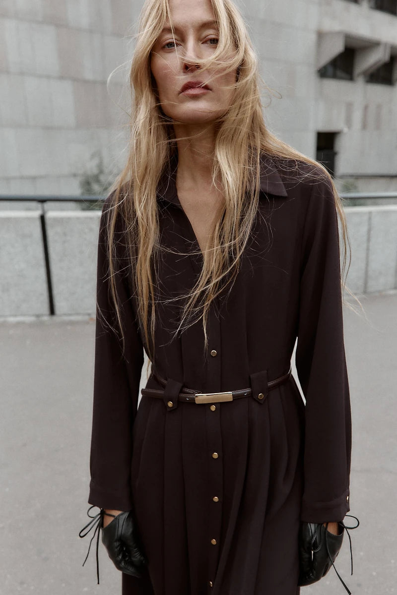 Robe marron - ZARA