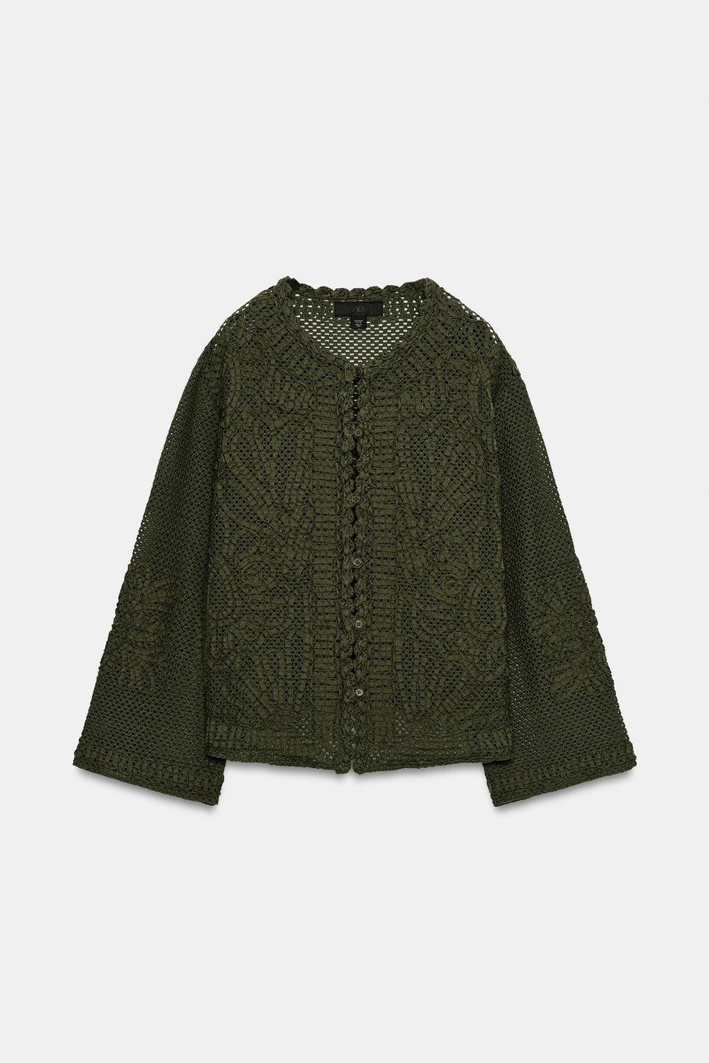 Veste ZARA en tissu bimatière vert