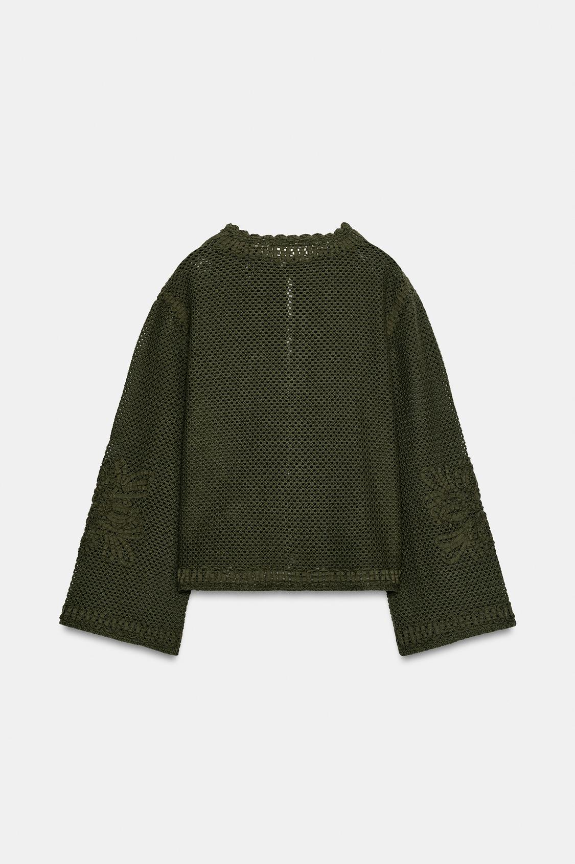 Veste ZARA en tissu bimatière vert