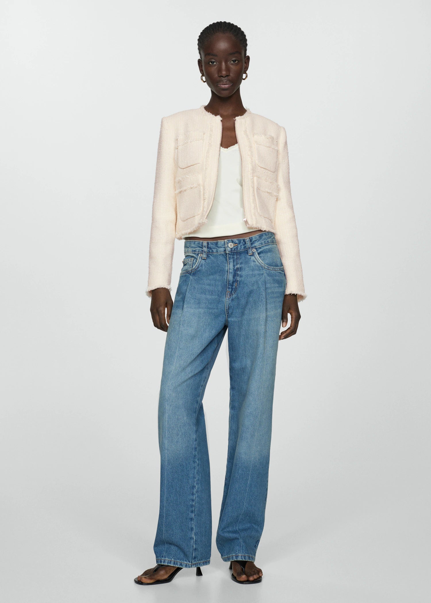 veste tweed zippée Mango