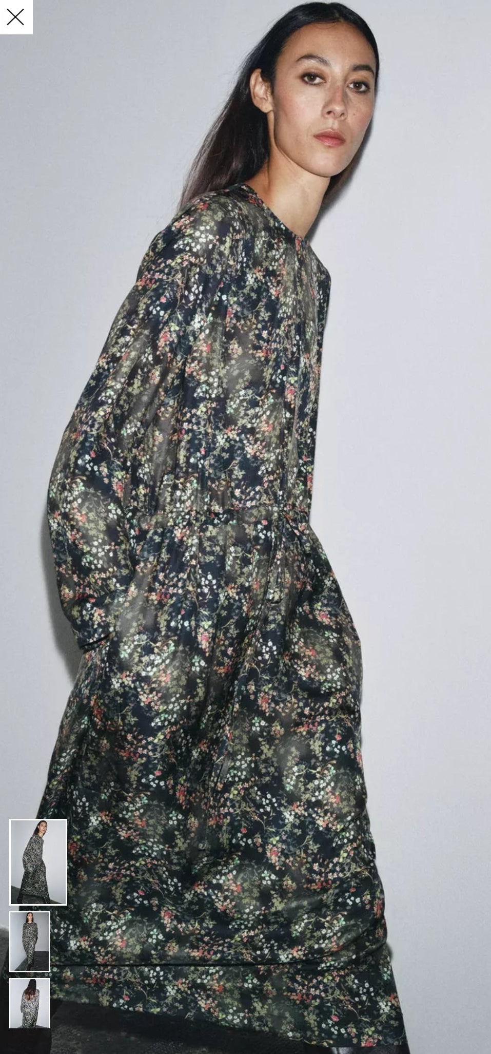 Robe satiné longue avec poches latérales-Zara
