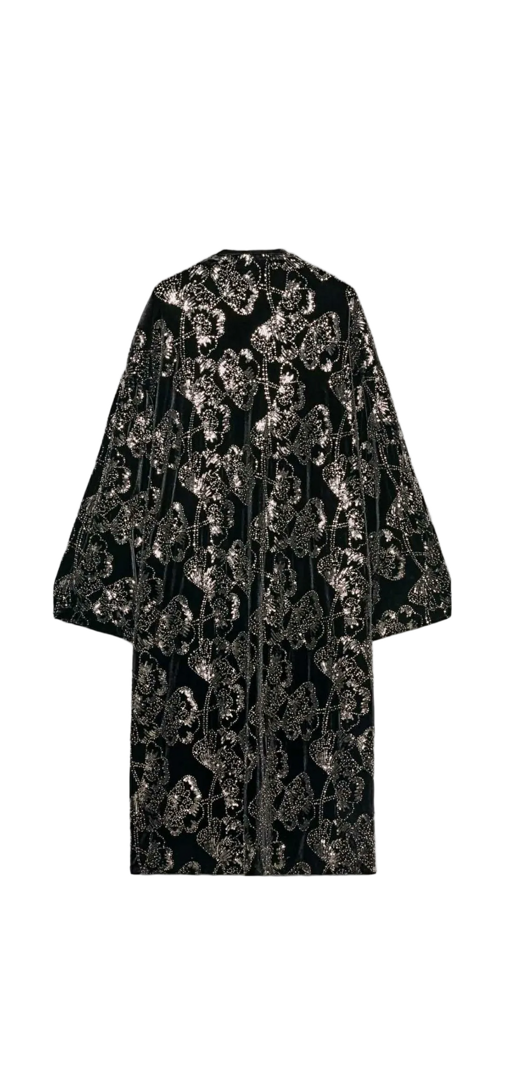 Veste longue velour perlé -Zara