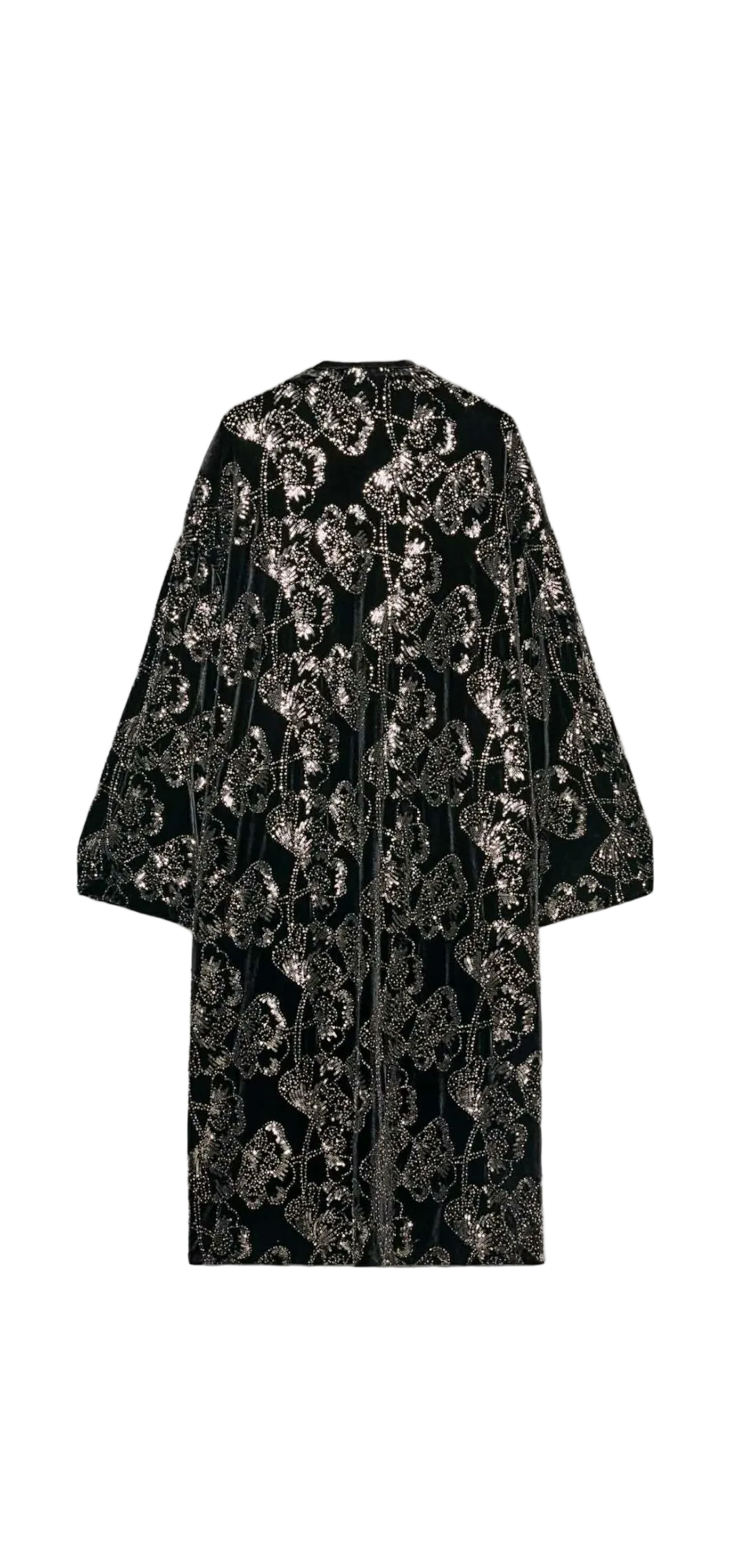 Veste longue velour perlé -Zara