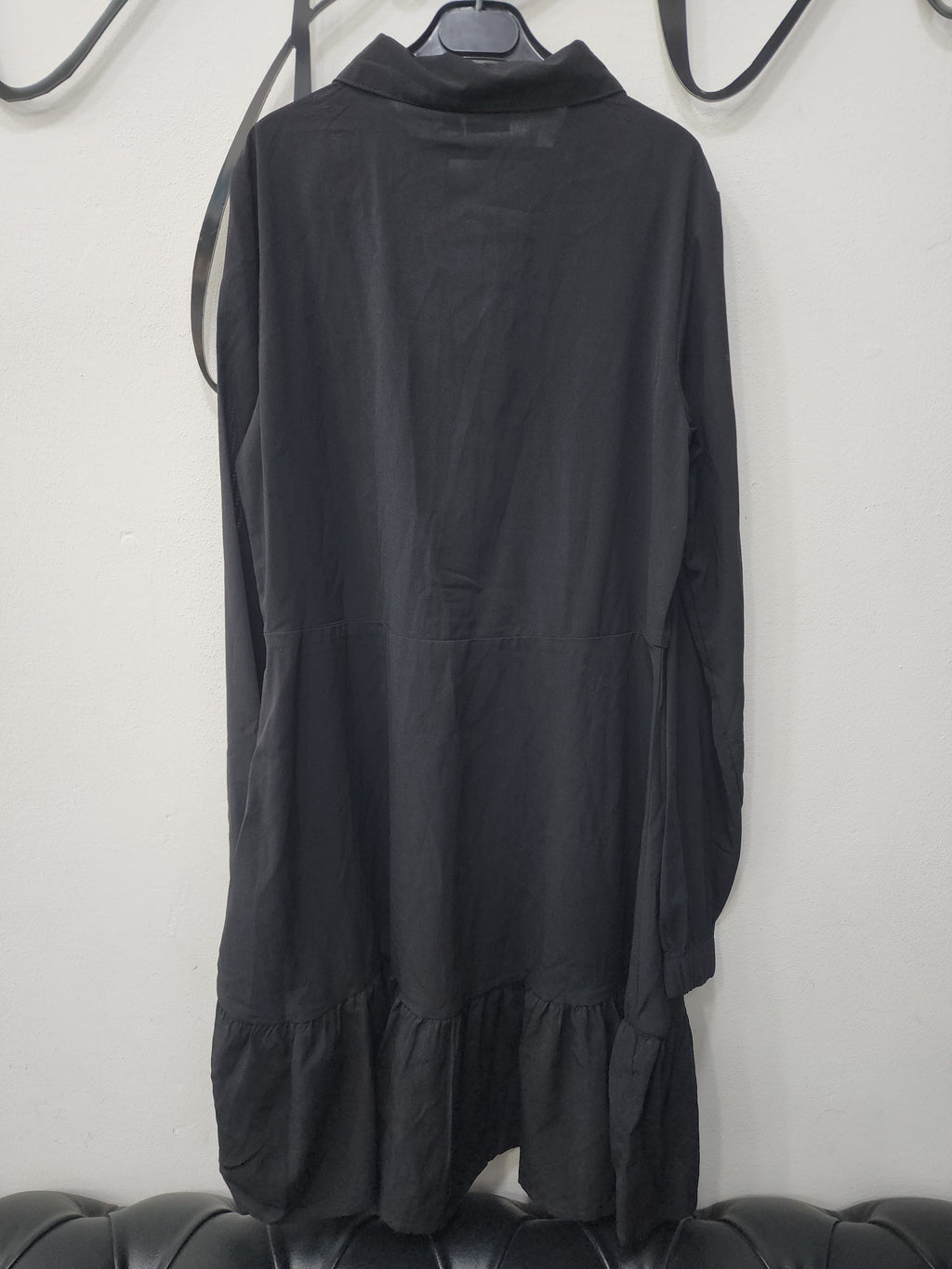 robe chemise noire à manches longues