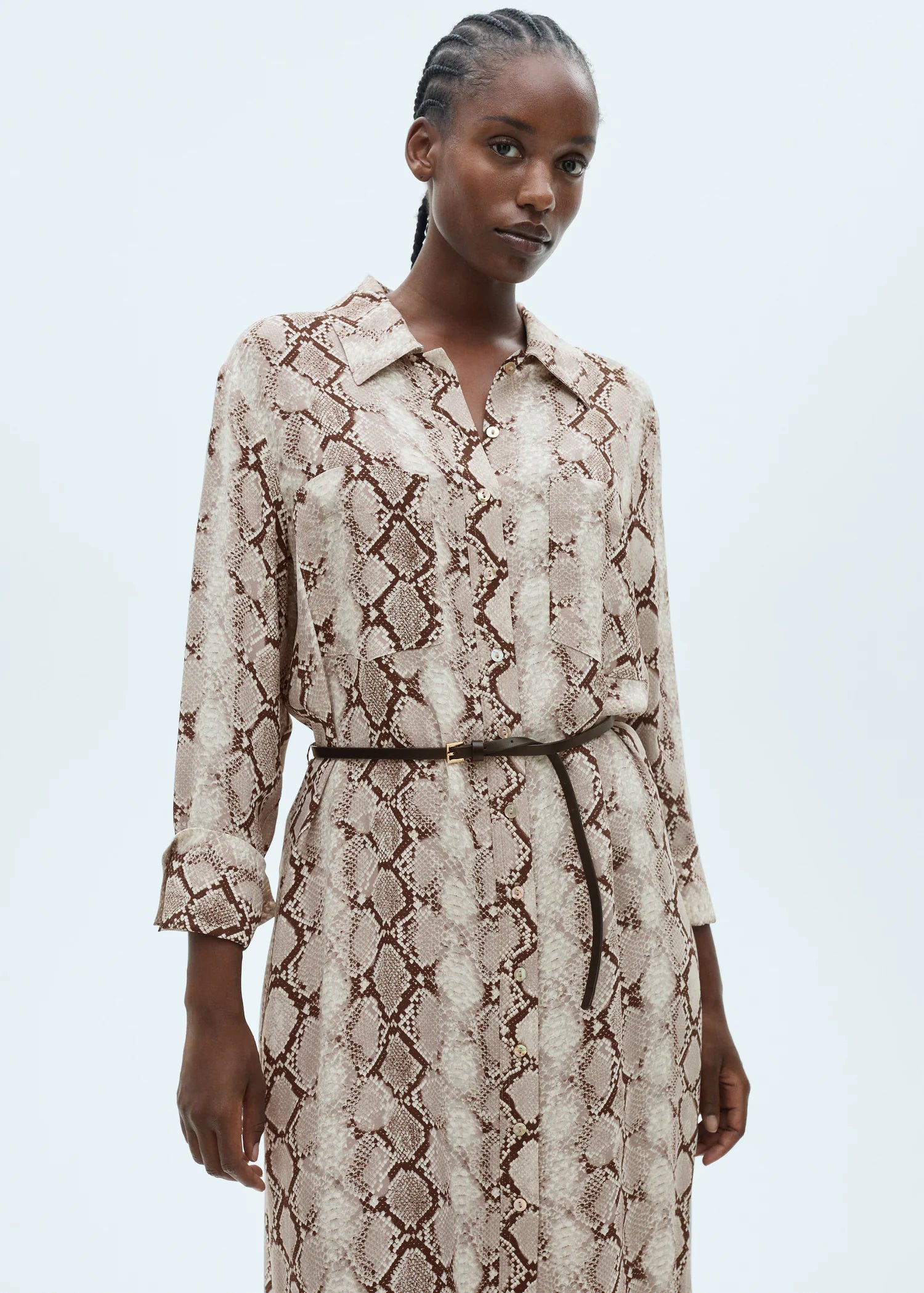 Robe chemisier en imprimé serpent-Mango