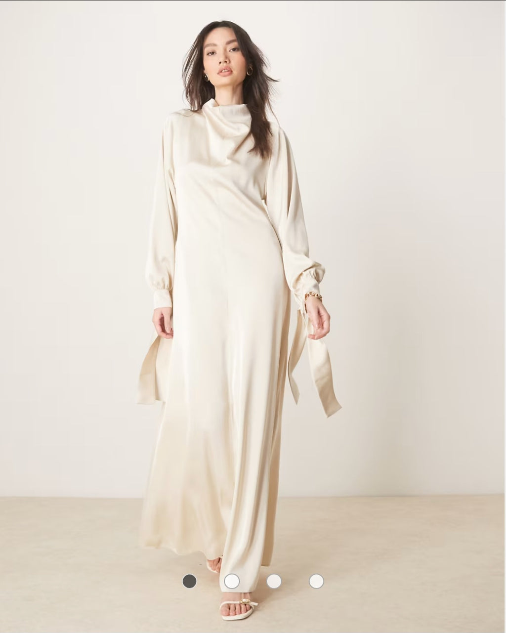 ASOS DESIGN - Robe longue effet blousant à col montant