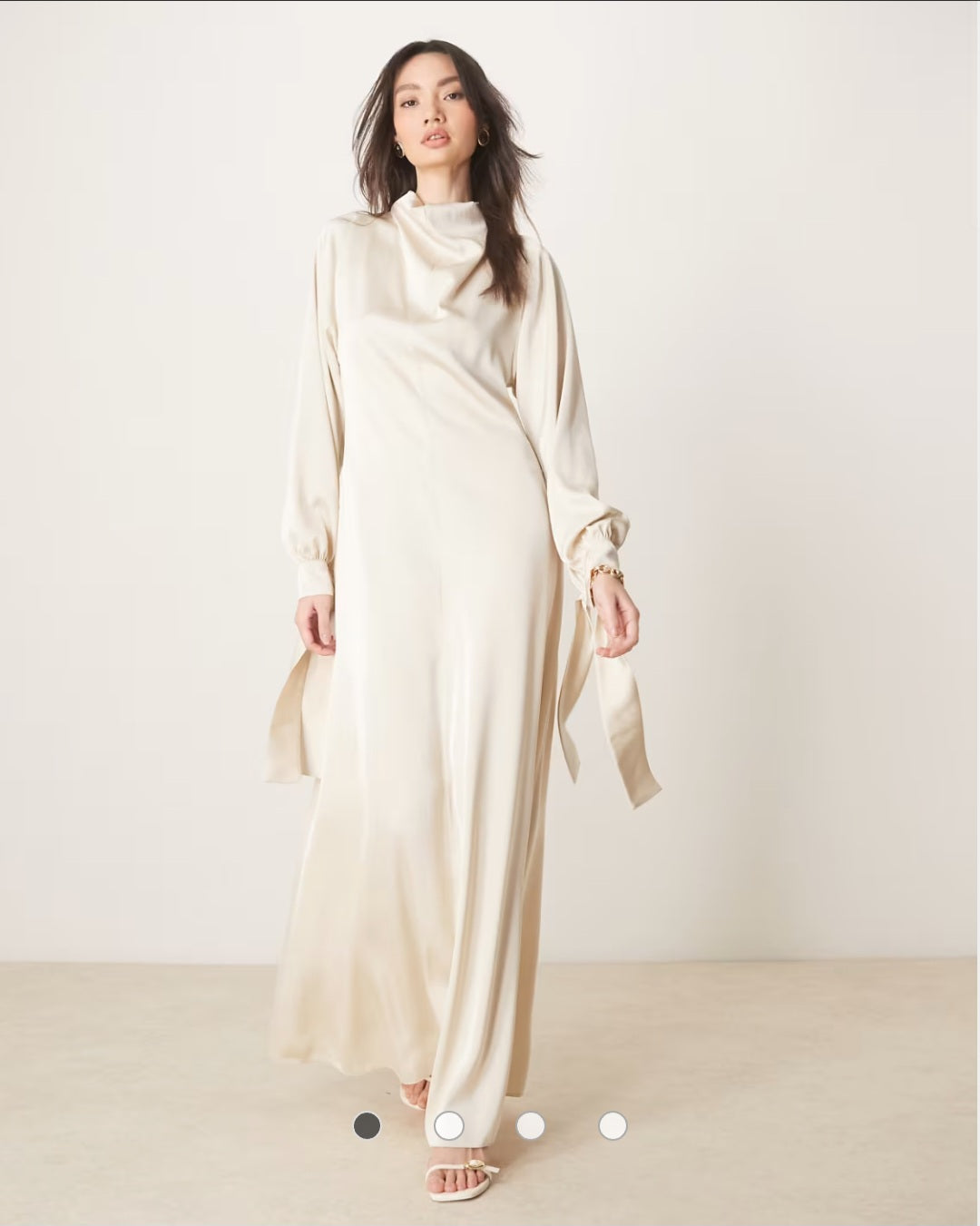 ASOS DESIGN - Robe longue effet blousant à col montant