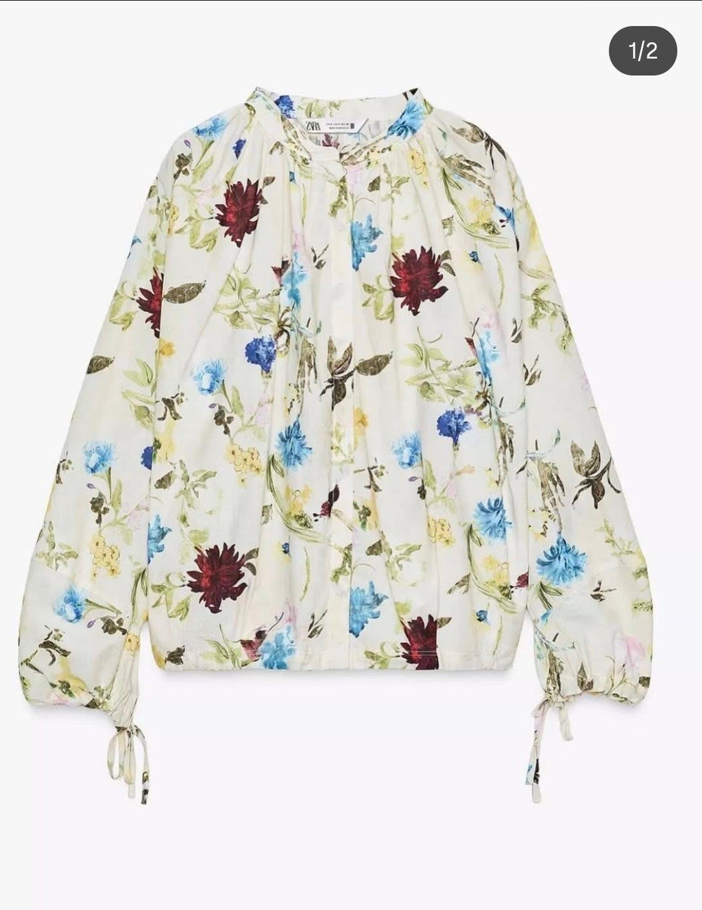 Blouse manches bouffantes imprimé fleurs - Zara