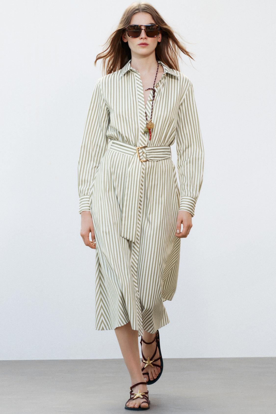 Robe chemise manche longue-zara