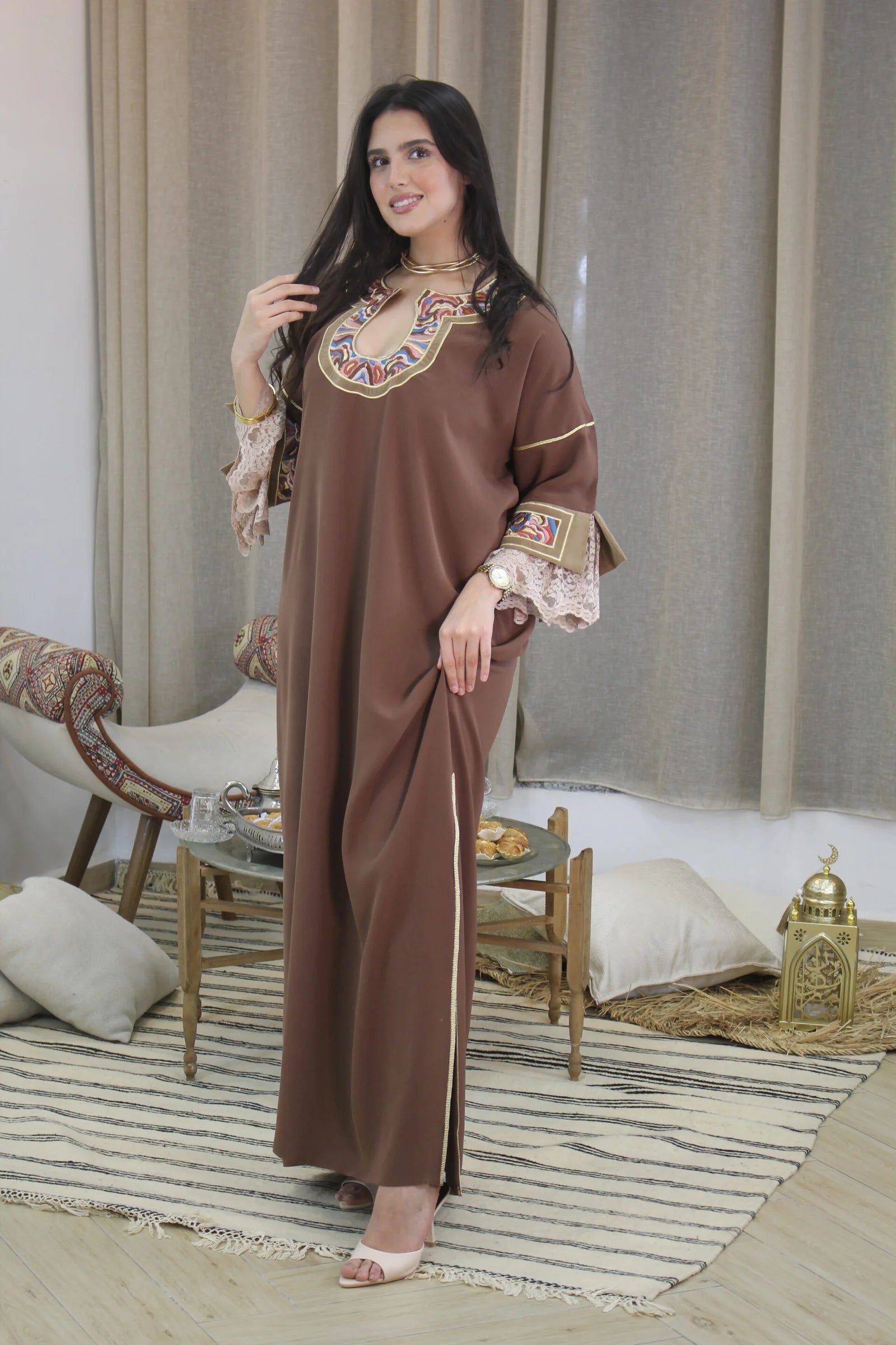 Robe QAMAR marron - KAEN