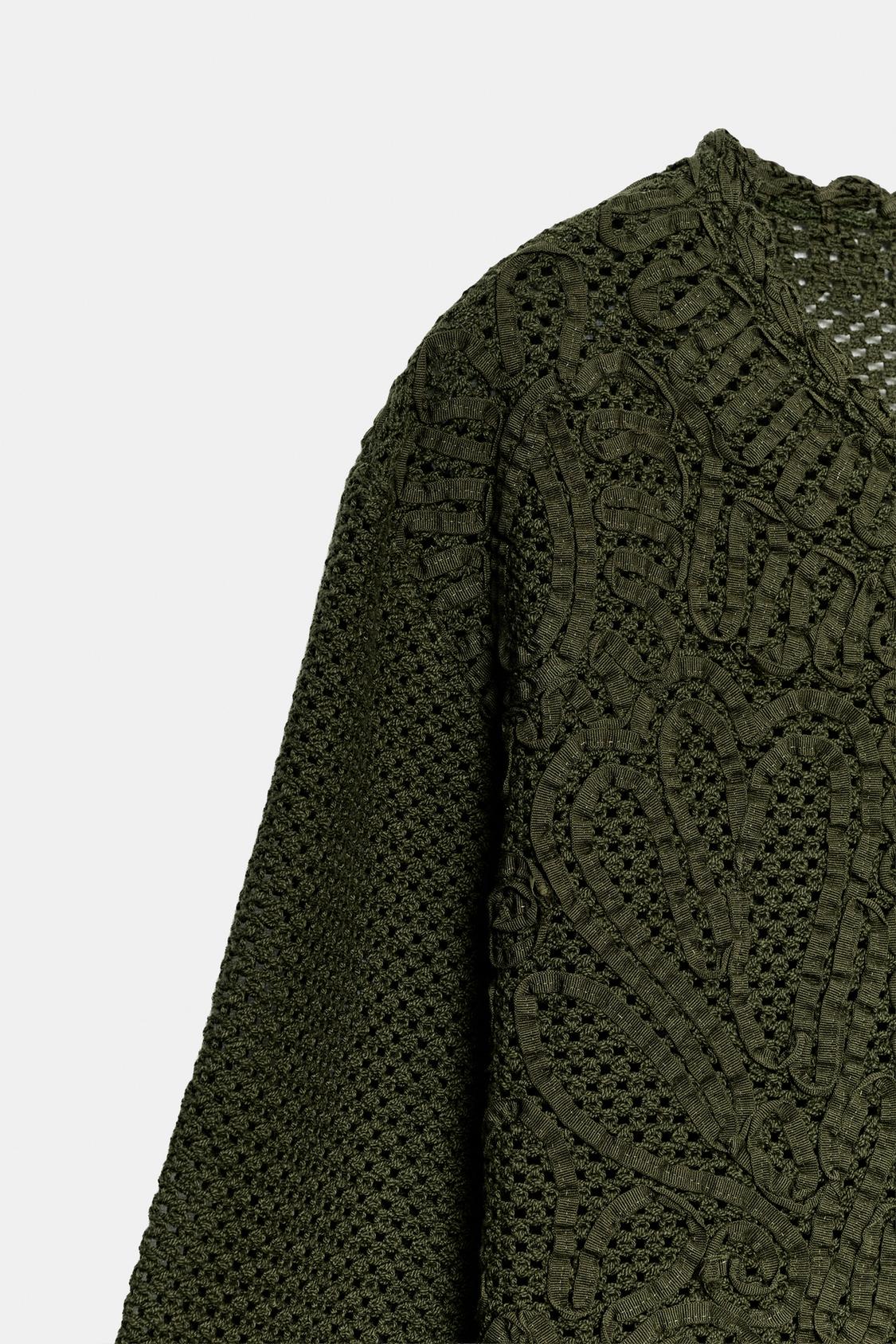 Veste ZARA en tissu bimatière vert