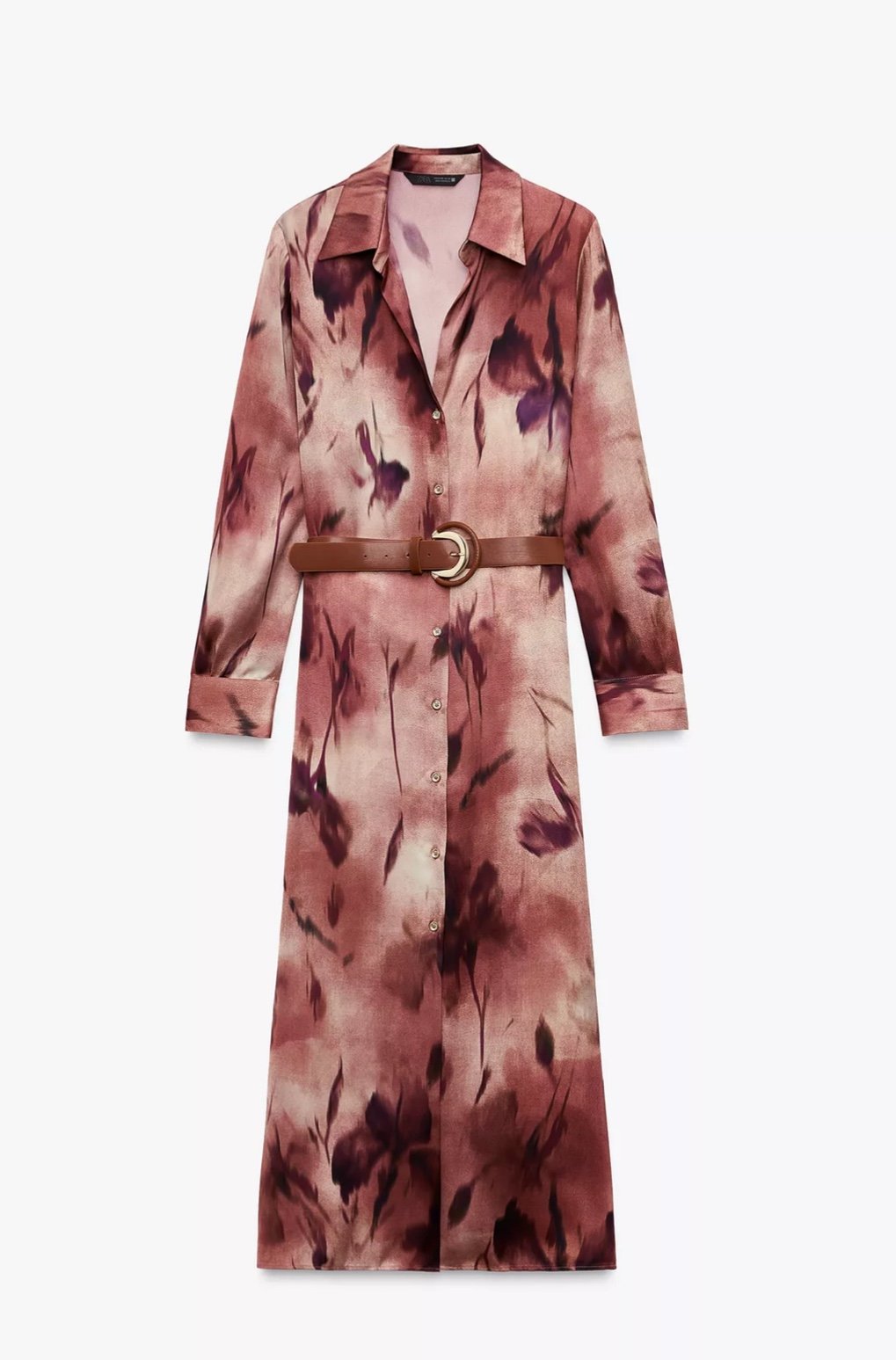 Robe satiné avec ceinture - zara