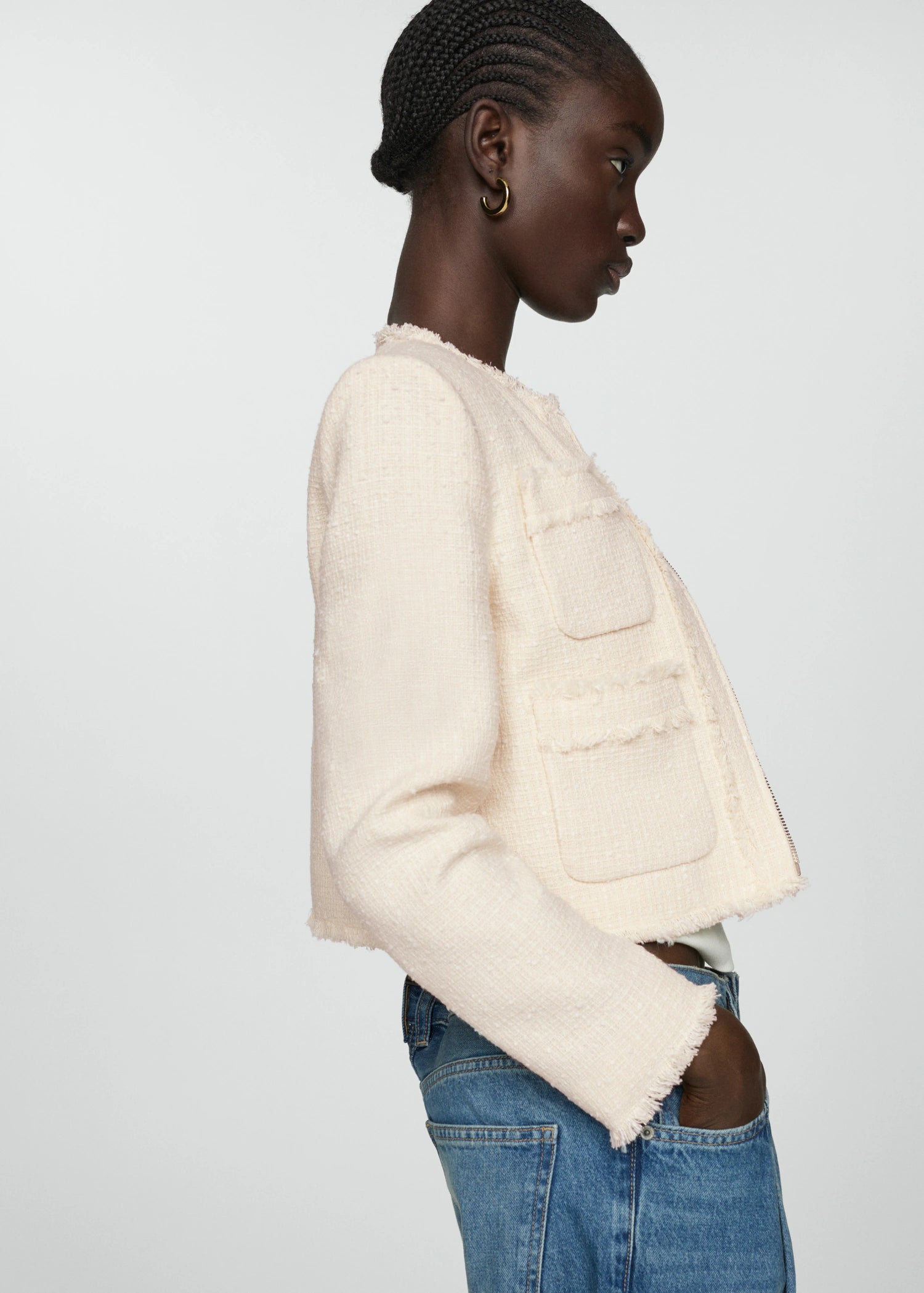 veste tweed zippée Mango