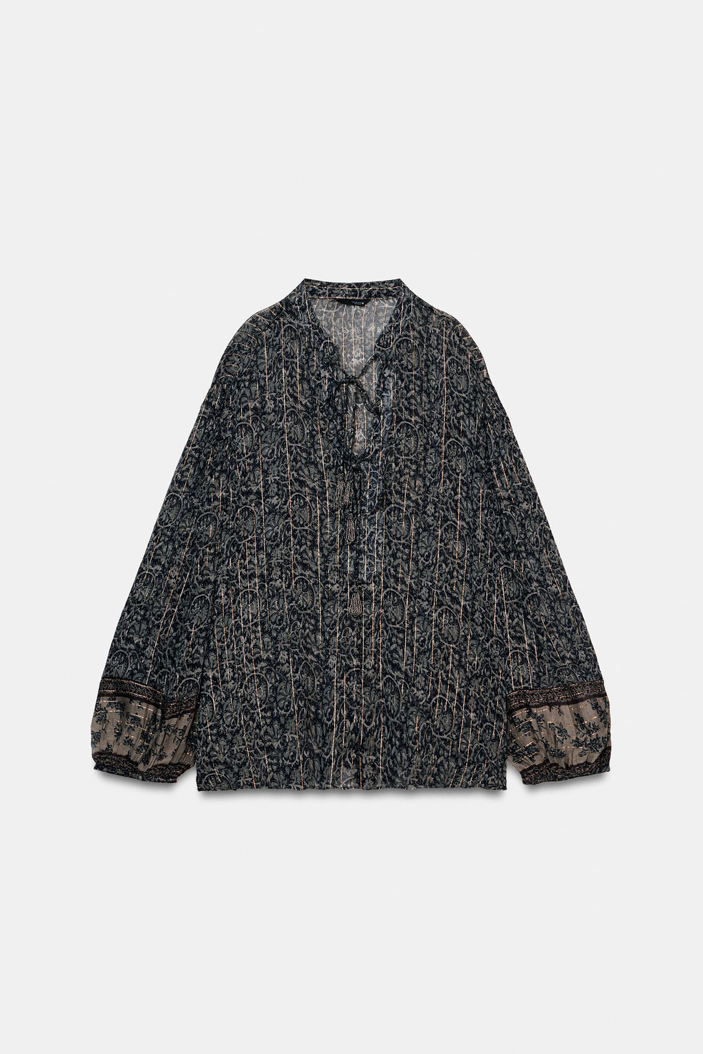 Blouse foulard gris fils doré- Zara