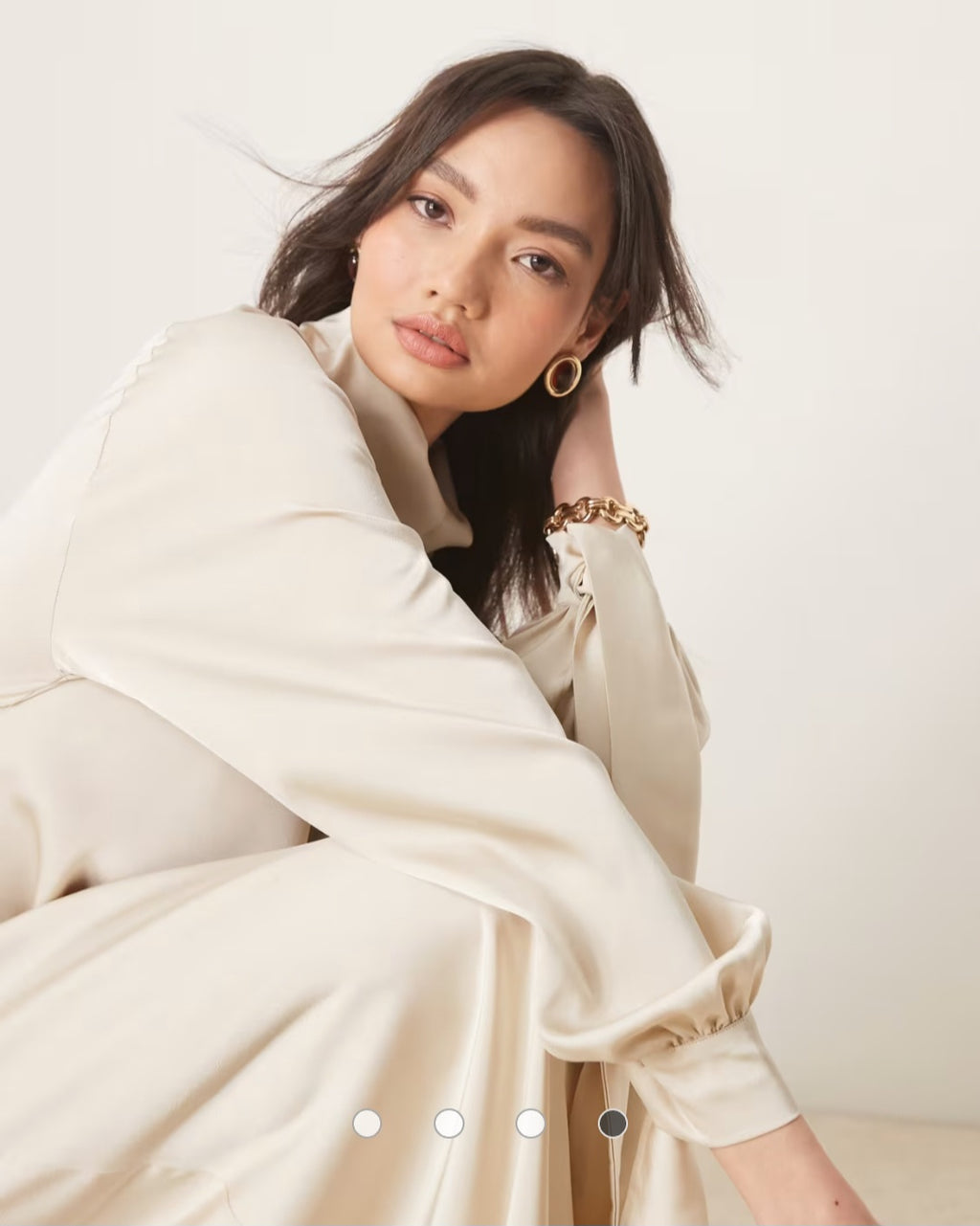 ASOS DESIGN - Robe longue effet blousant à col montant