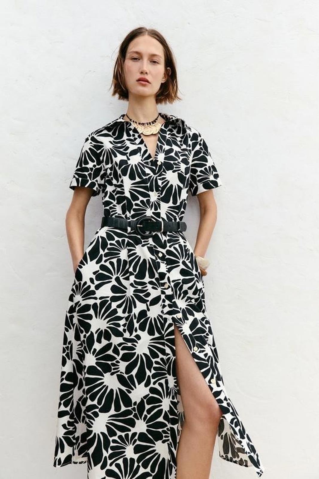 Robe chemise ZARA à imprimé contrasté