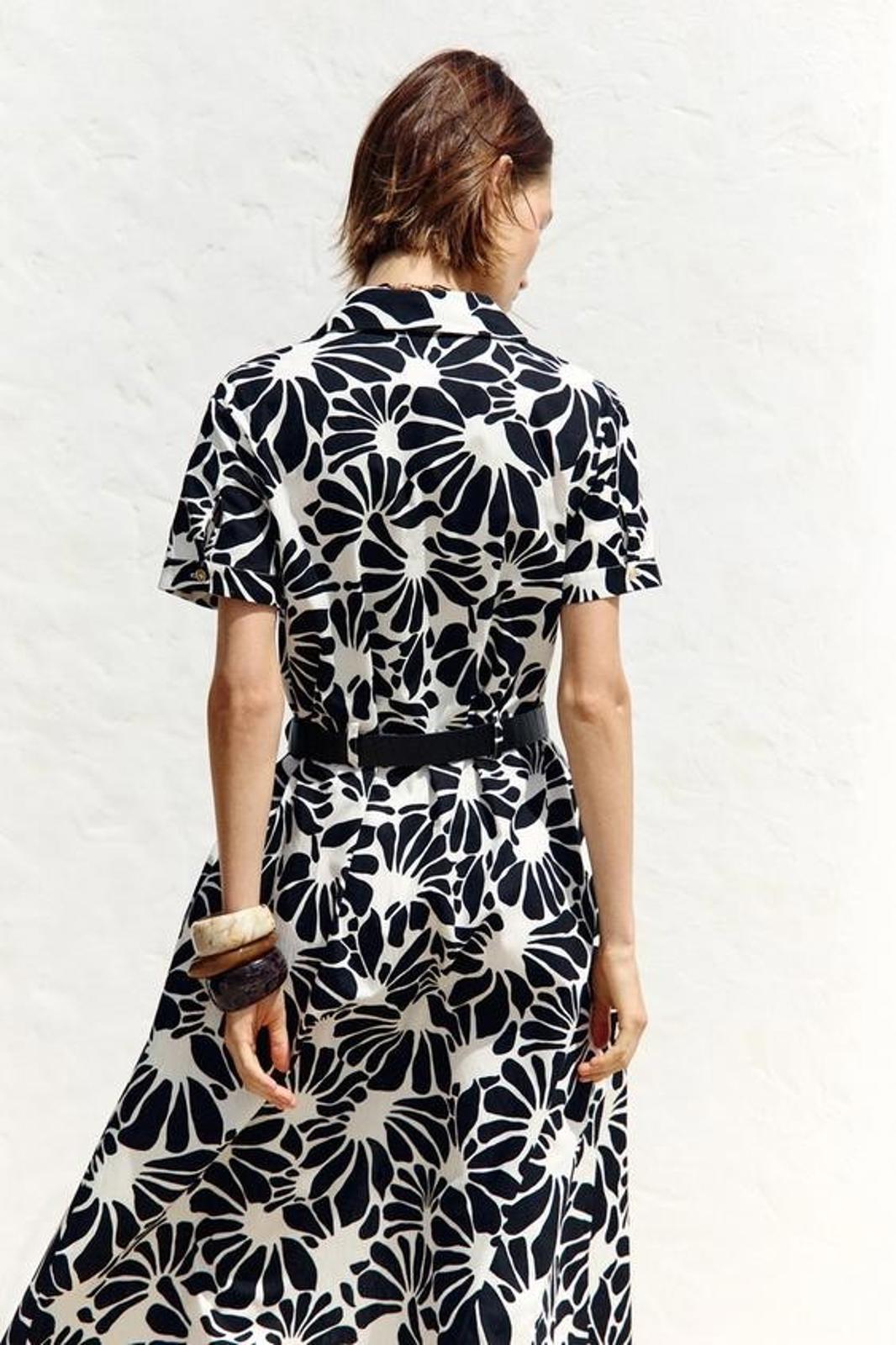 Robe chemise ZARA à imprimé contrasté