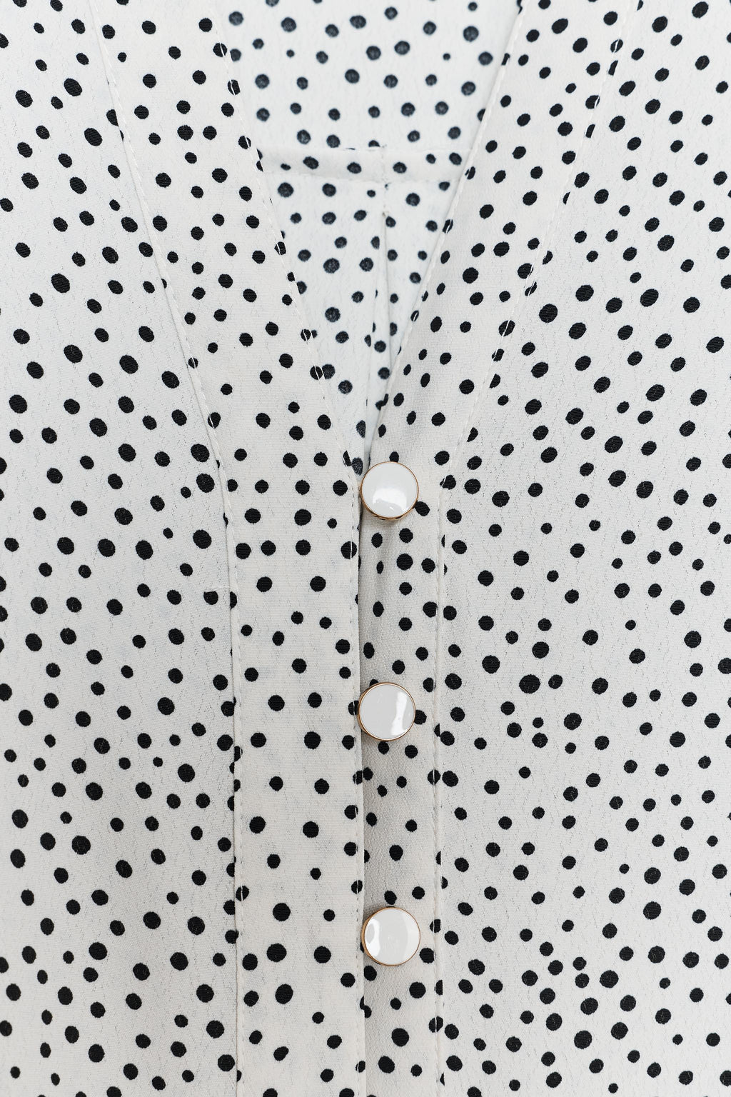 Blouse blanche à petit points noir manche longue - Zara