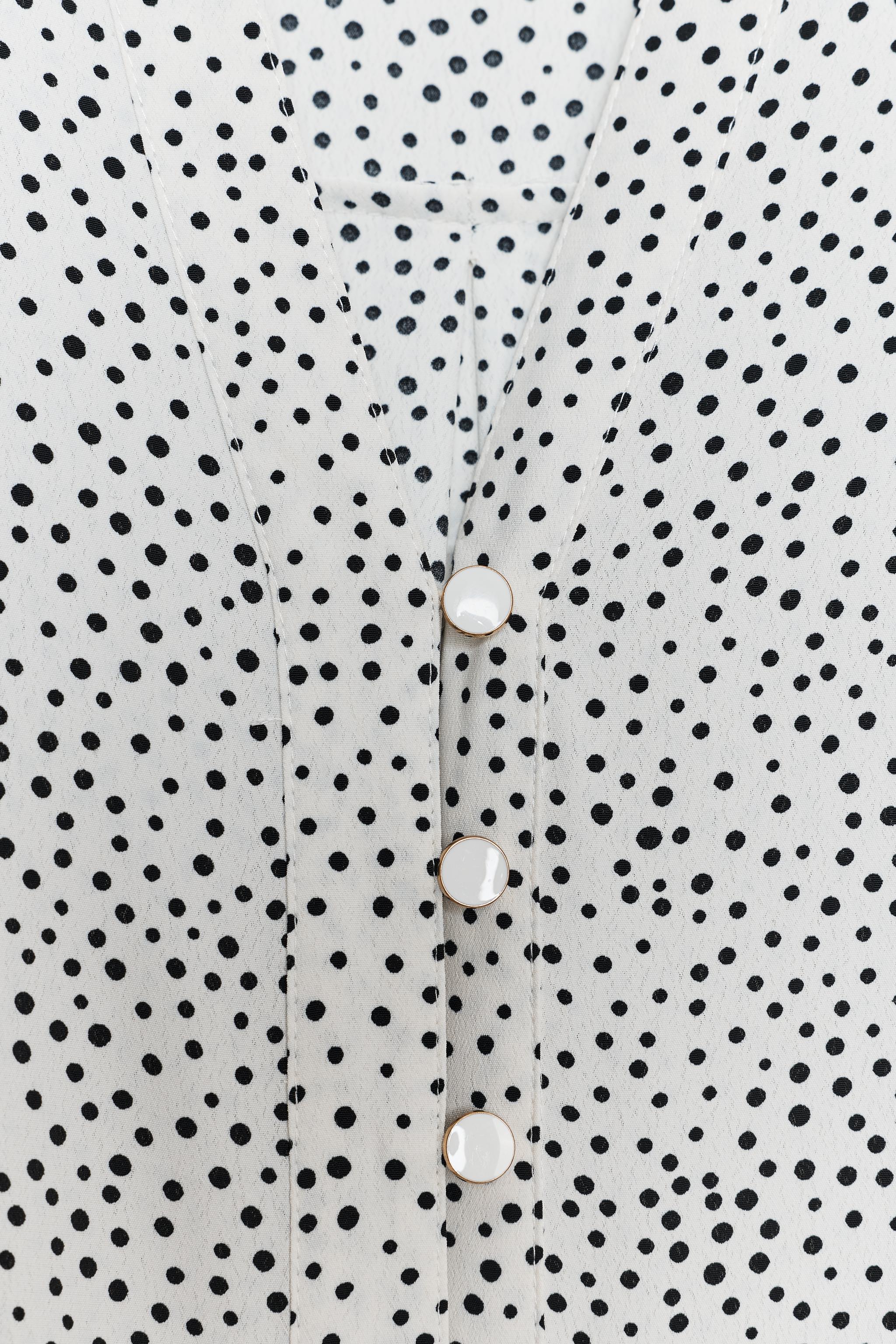 Blouse blanche à petit points noir manche longue - Zara