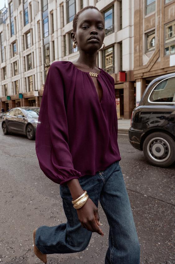 Blouse semi transparente -Zara