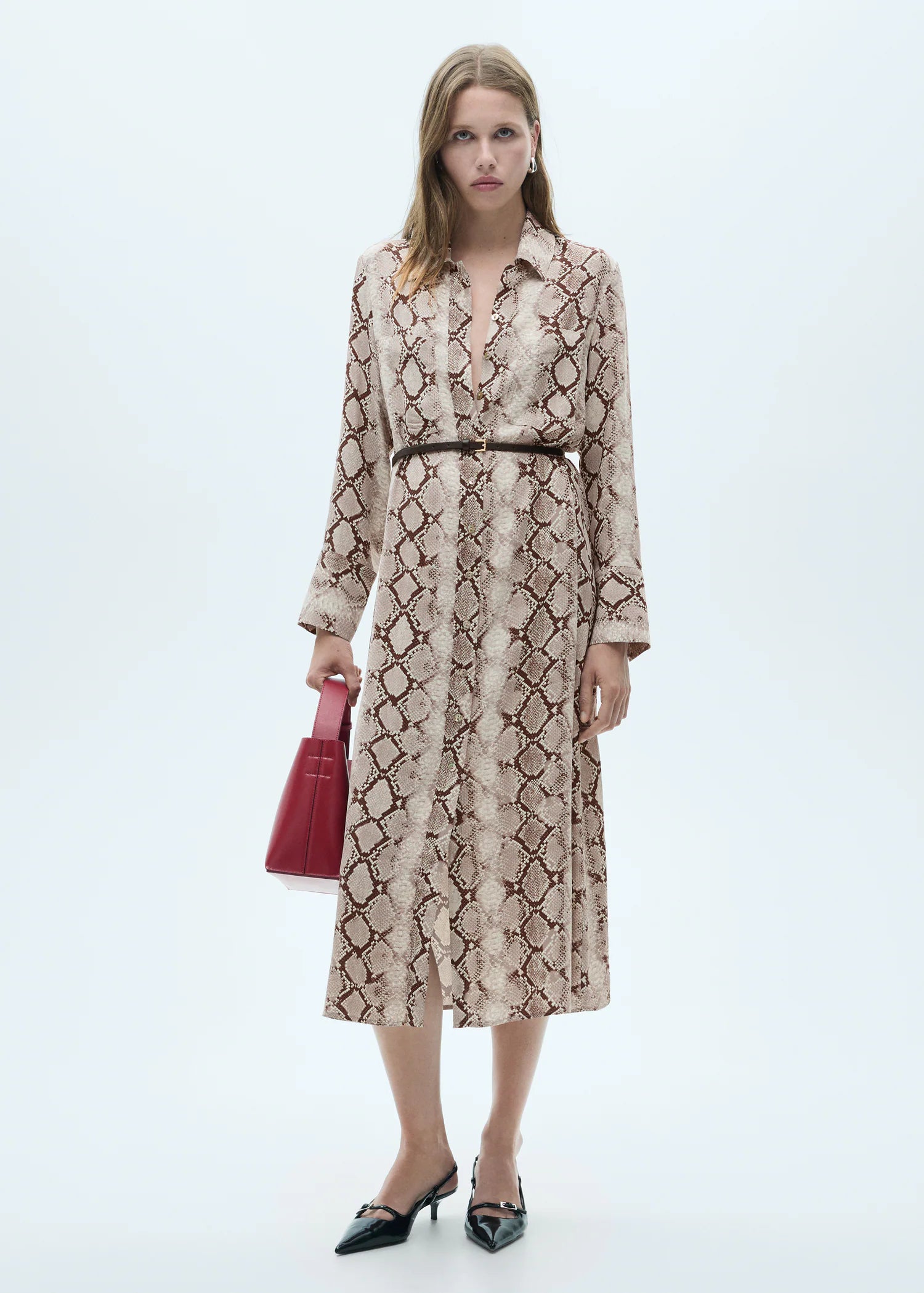 Robe chemisier en imprimé serpent-Mango