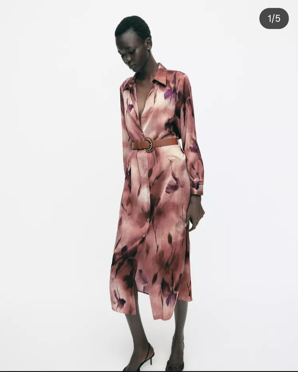 Robe satiné avec ceinture - zara