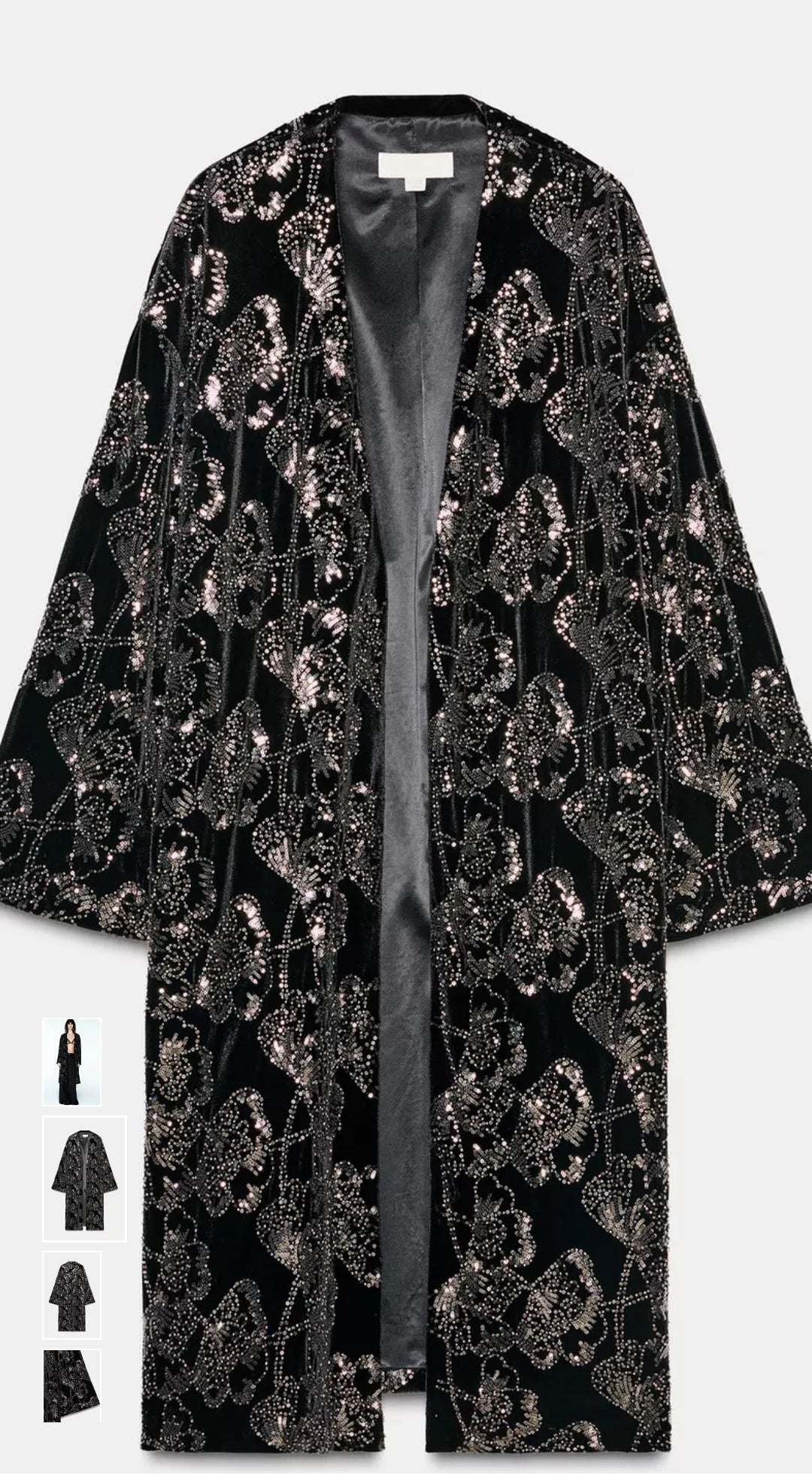 Veste longue velour perlé -Zara