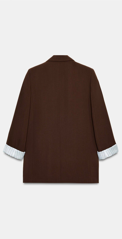 BLAZER ZARA ÉPAULETTES ET POIGNETS IMPRIMÉS MARRON